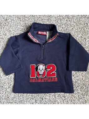 Vintage Disney 102 Dalmatians Pullover Top 1/2 Zip Sweatshirt Size 12 Months
